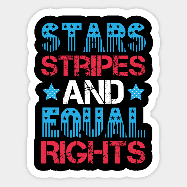 Women’s Patriotic 4th Of July Stars Stripes and equal Rights Sticker by Goldewin